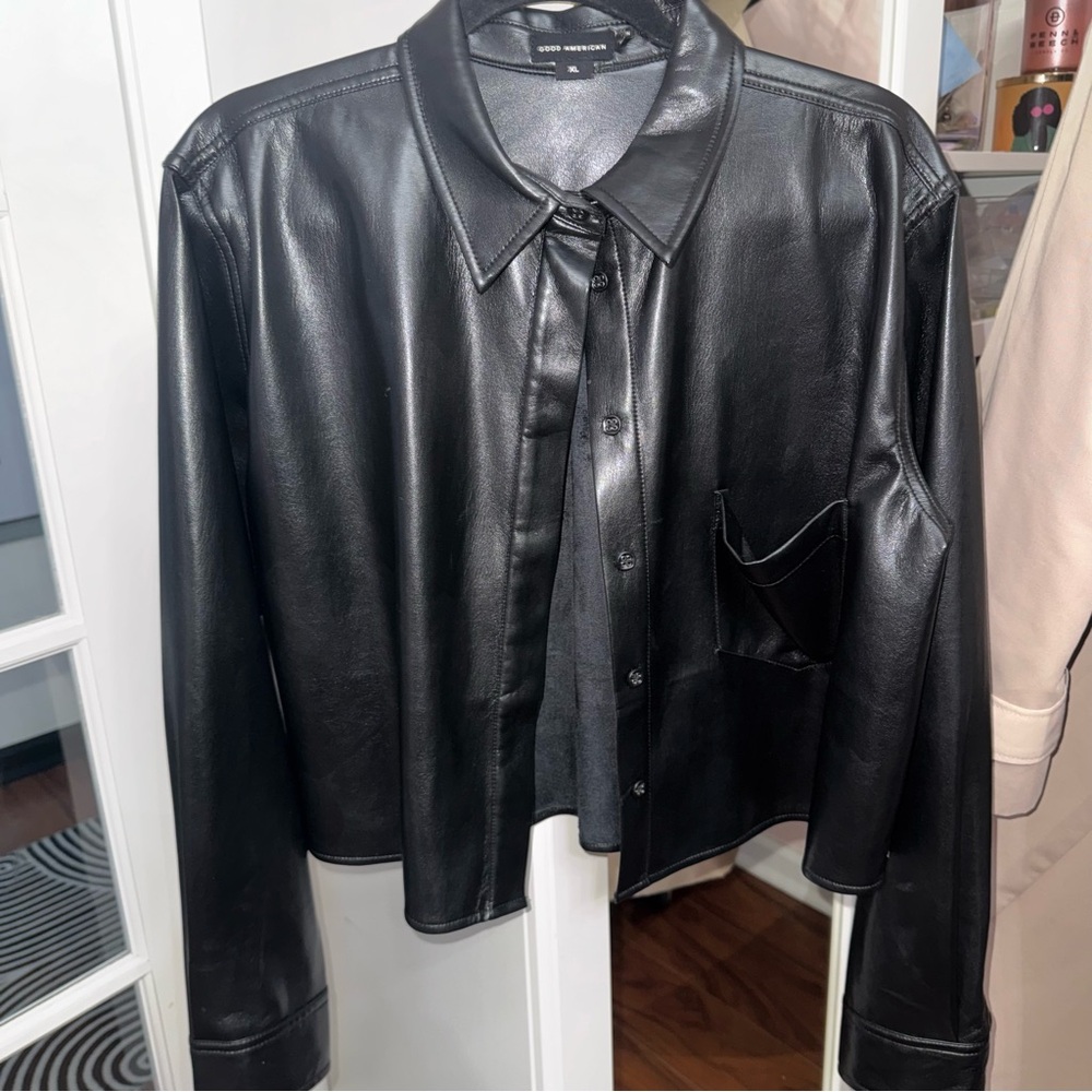 Good American Black Leather top